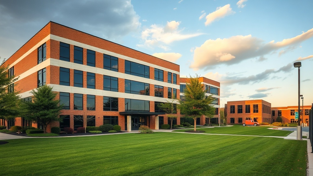Commercial buildings in Dublin, OH, where Green Clean Janitorial provides janitorial and commercial cleaning programs