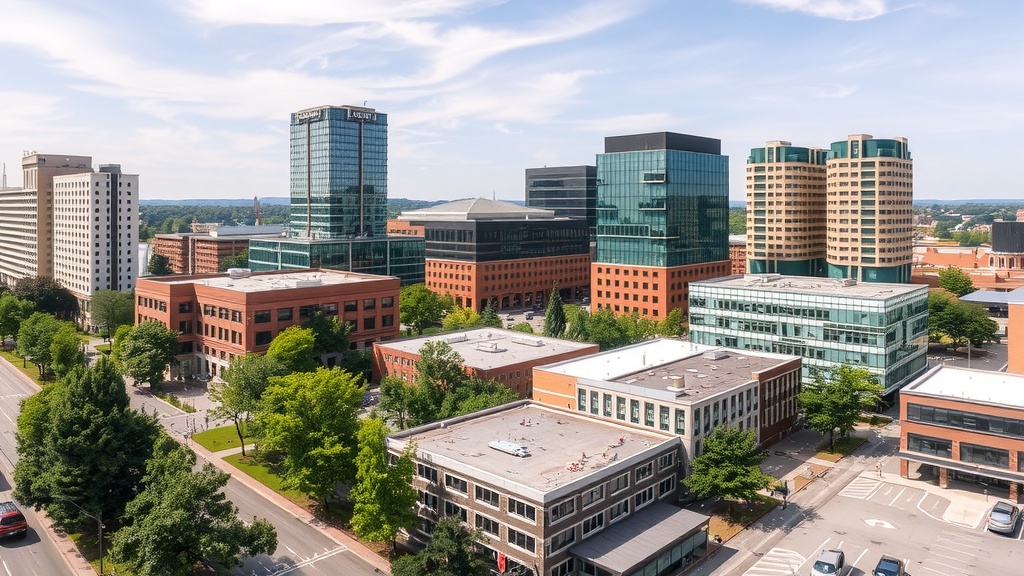 Commercial buildings in Durham, NC, where Green Clean Janitorial provides janitorial and commercial cleaning programs