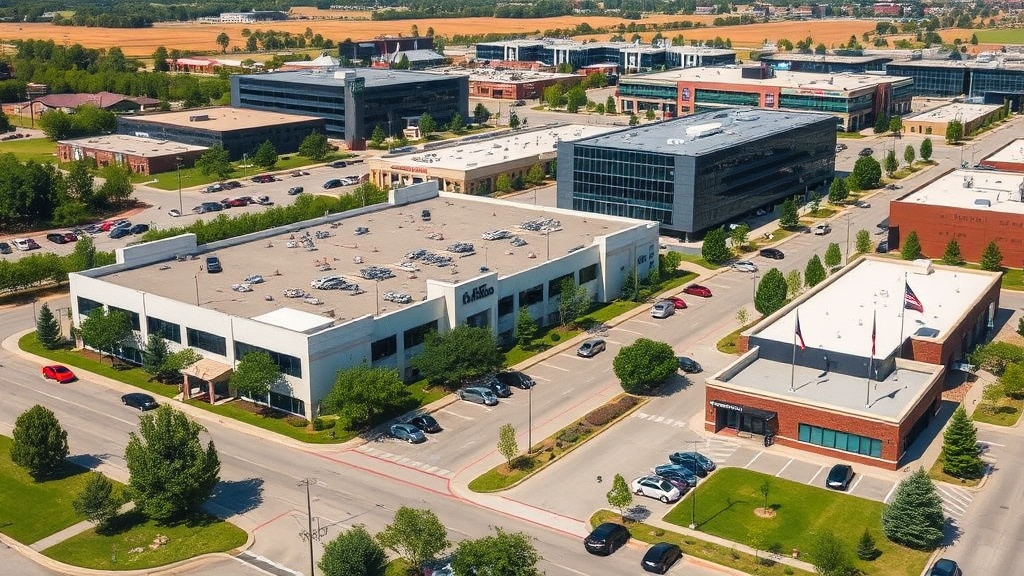 Commercial buildings in Frisco, TX, where Green Clean Janitorial provides janitorial and commercial cleaning programs
